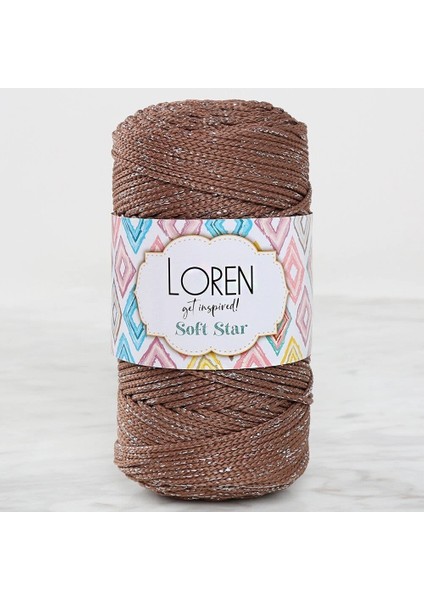 Leyloş Soft Star Makrome Ipi Gümüş Simli Kahverengi