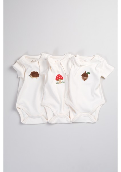 3'lü Set %100 Pamuk Süzene Nakışlı Bebek ve Çocuk Zıbın & Body