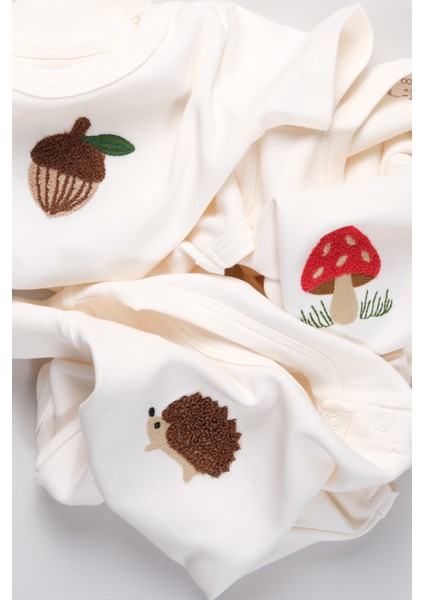 3'lü Set %100 Pamuk Süzene Nakışlı Bebek ve Çocuk Zıbın & Body modelleri