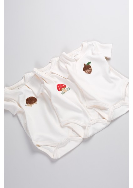 3'lü Set %100 Pamuk Süzene Nakışlı Bebek ve Çocuk Zıbın & Body fırsatları