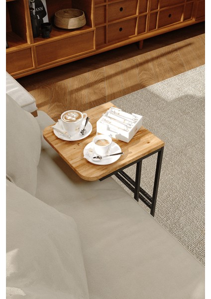 Zigon ve Yan Sehpa Ahşap Metal Tasarım Çam Traverten Renk Taşınabilir Kullanışlı Dekoratif Modern modelleri