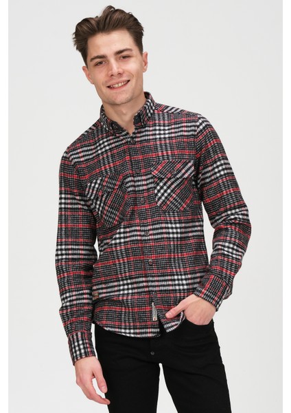 Erkek Siyah Beyaz Kareli Flanel Oduncu Kışlık Cepsiz Gömlek Overshirt modelleri