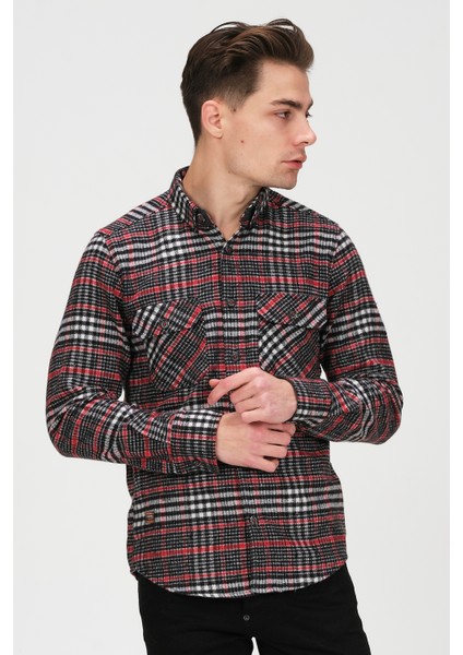 Erkek Siyah Beyaz Kareli Flanel Oduncu Kışlık Cepsiz Gömlek Overshirt indirimleri
