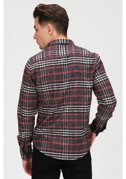 Erkek Siyah Beyaz Kareli Flanel Oduncu Kışlık Cepsiz Gömlek Overshirt