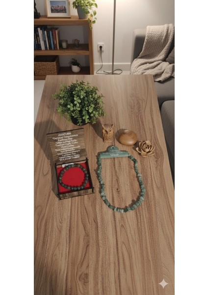 Aventurin Doğal Taş Bileklik ve Kolye Seti – Şans, Bolluk ve Huzur Enerjisi Yayan El Yapımı Şifa Takı fiyatları