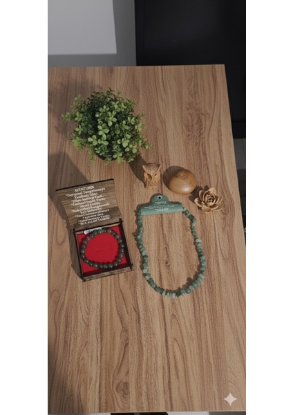 Aventurin Doğal Taş Bileklik ve Kolye Seti – Şans, Bolluk ve Huzur Enerjisi Yayan El Yapımı Şifa Takı modelleri