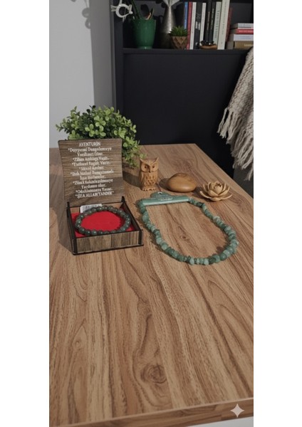 Aventurin Doğal Taş Bileklik ve Kolye Seti – Şans, Bolluk ve Huzur Enerjisi Yayan El Yapımı Şifa Takı fırsatları