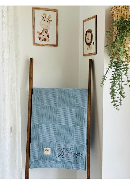 Ftbabycollection Çift Taraflı Kişiye Özel Isim Nakışlı Waffle Pike & Müslin Bebek BATTANIYESI 90X100 CM fiyatları
