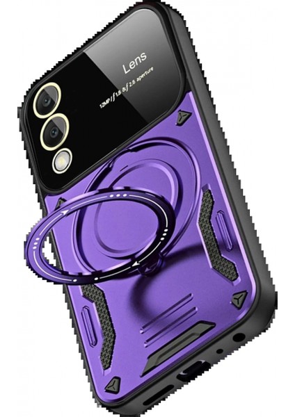Samsung Galaxy S25 Edge Kılıf Joy Lens Standlı Kapak - Mor fırsatları