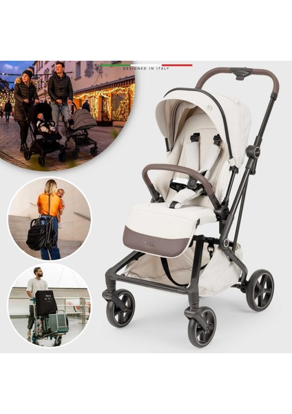 Rotativo Çift Yönlü Kabin Tipi Bebek Arabası Bej