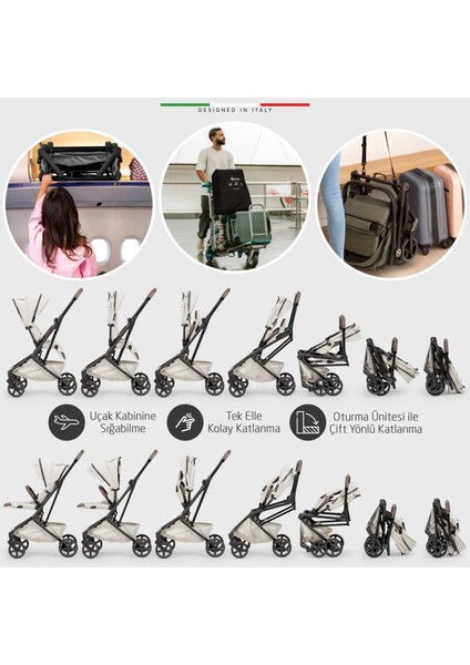 Rotativo Çift Yönlü Kabin Tipi Bebek Arabası Bej modelleri