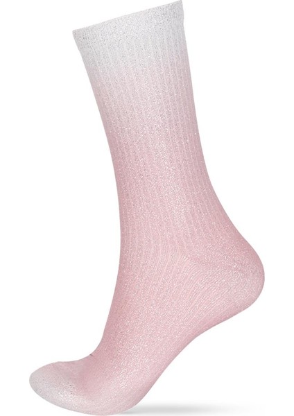 Kadın 2'li Paket Parlak Simli Soket Çorap