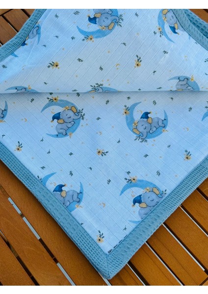 Ftbabycollection Çift Taraflı Kişiye Özel Isim Nakışlı Waffle Pike & Müslin Bebek BATTANIYESI 90X100 CM indirimleri