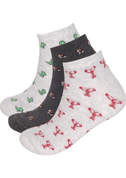 Erkek Hayvan Desenli 3'lü Patik Çorap indirimleri