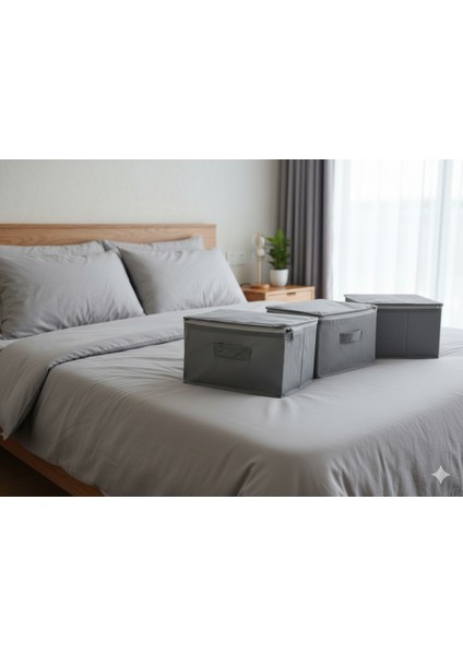 3'lü Gri Çorap Hurcu | Çok Amaçlı Dolap Içi ve Çekmece Içi Düzenleyici 29X24X17 cm