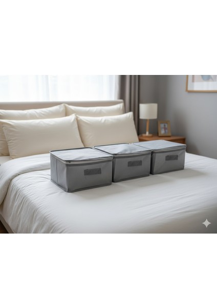 3'lü Gri Çorap Hurcu | Çok Amaçlı Dolap Içi ve Çekmece Içi Düzenleyici 29X24X17 cm fiyatları