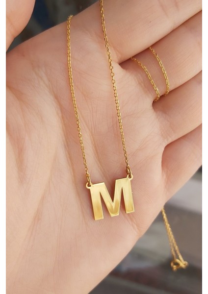 925 Ayar Gümüş 24 Ayar Altın Kaplama Harfli Kolye