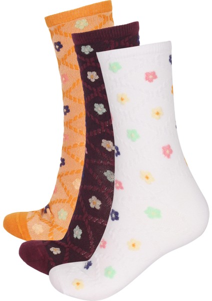 Kadın Çiçek Desenli 5'li Soket Çorap indirimleri