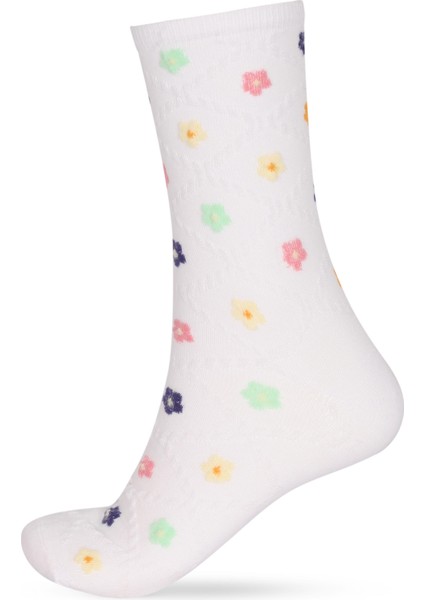Kadın Çiçek Desenli 5'li Soket Çorap