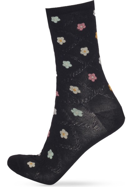 Kadın Çiçek Desenli 5'li Soket Çorap