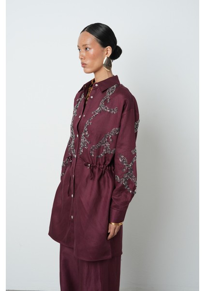 Kadın Boncuk Işlemeli Belden Büzgülü Çıtçıt Kapamalı Ceket fiyatları