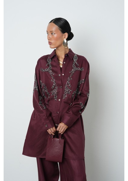 Kadın Boncuk Işlemeli Belden Büzgülü Çıtçıt Kapamalı Ceket modelleri