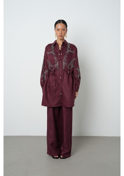 Kadın Boncuk Işlemeli Belden Büzgülü Çıtçıt Kapamalı Ceket fırsatları