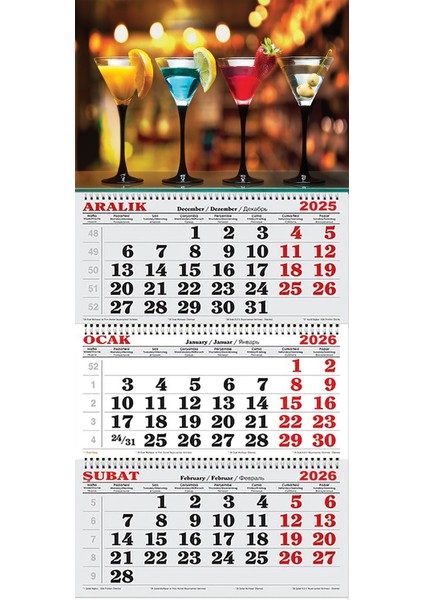2026 Yılı Gemici Takvimi-Renk Renk Kadehler