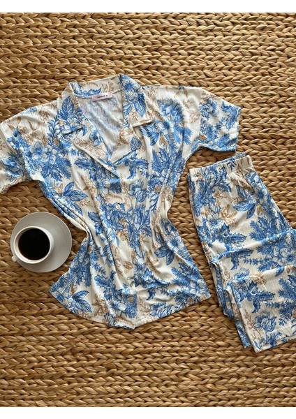 - Pegasus Mavi Karışık Desen Kadın Pijama Takımı