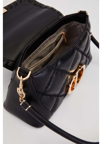 Siyah Geniş Taban Kapitone Omuz Çantası modelleri