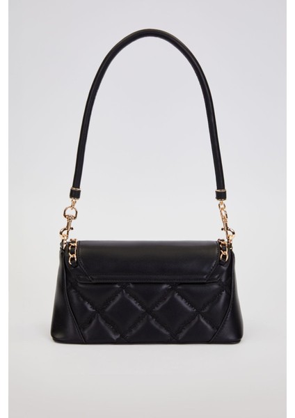 Siyah Geniş Taban Kapitone Omuz Çantası fırsatları