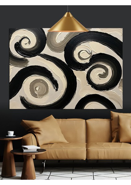 Siyah Beyaz Soyut Desen Sanat Dekoratif Kanvas - Mdf Ahşap Tablo fiyatları