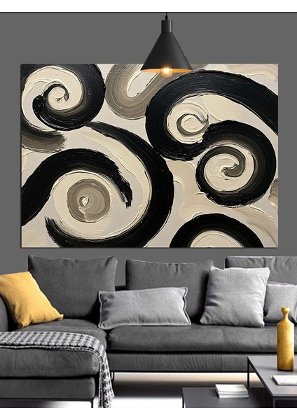 Siyah Beyaz Soyut Desen Sanat Dekoratif Kanvas - Mdf Ahşap Tablo modelleri
