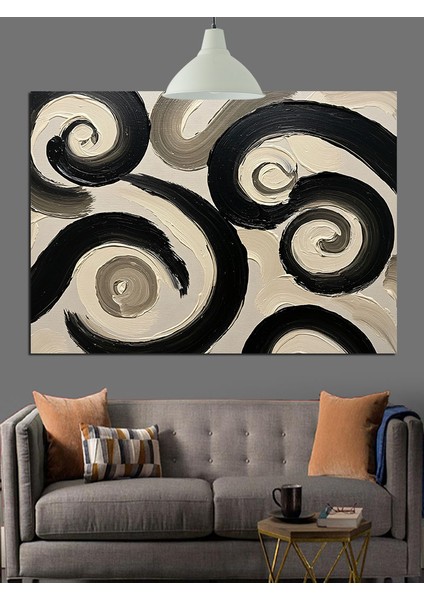 Siyah Beyaz Soyut Desen Sanat Dekoratif Kanvas - Mdf Ahşap Tablo fırsatları