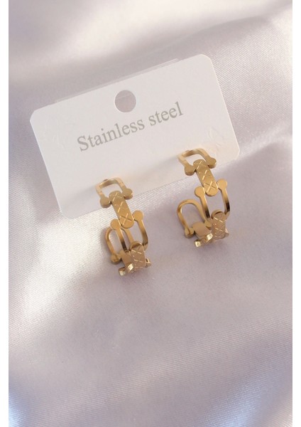 Bfs Çelik Gold Renk Tifanny Zincir Model Kadın Küpe