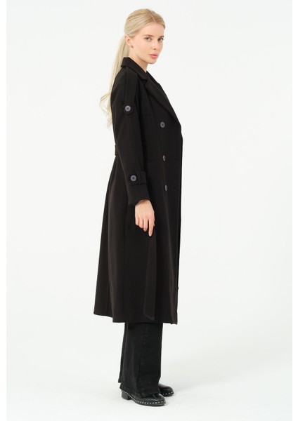 Karen Kadın Spor Kışlık Astarlı Örme Kaşe Manto