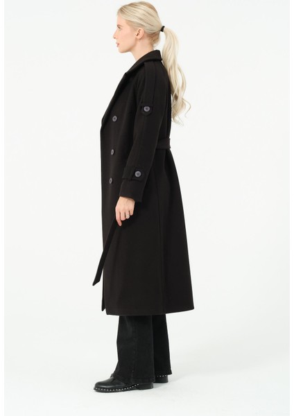 Karen Kadın Spor Kışlık Astarlı Örme Kaşe Manto