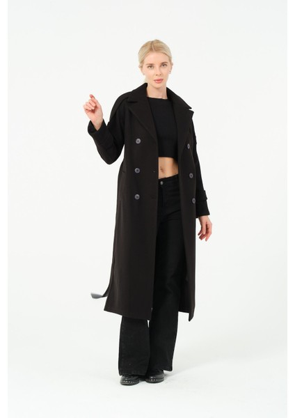 Karen Kadın Spor Kışlık Astarlı Örme Kaşe Manto