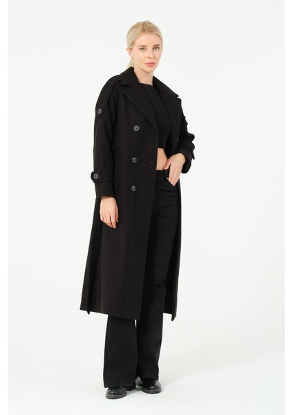 Karen Kadın Spor Kışlık Astarlı Örme Kaşe Manto