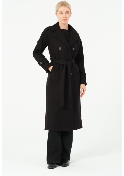 Karen Kadın Spor Kışlık Astarlı Örme Kaşe Manto