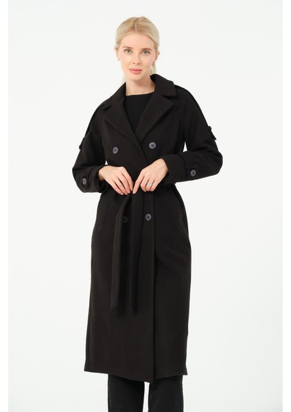 Karen Kadın Spor Kışlık Astarlı Örme Kaşe Manto