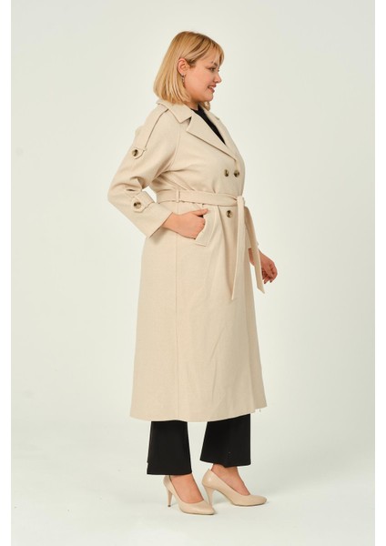 Karen Kadın Spor Kışlık Astarlı Örme Kaşe Manto