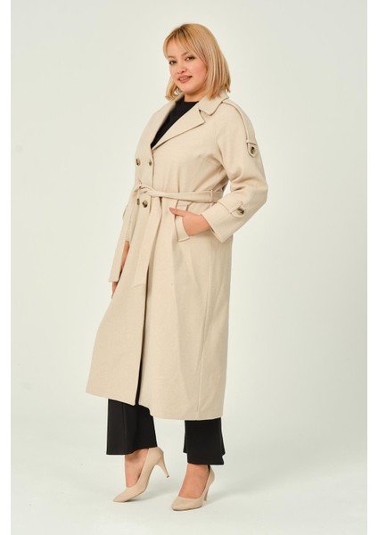 Karen Kadın Spor Kışlık Astarlı Örme Kaşe Manto