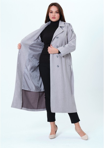 Karen Kadın Spor Kışlık Astarlı Örme Kaşe Manto