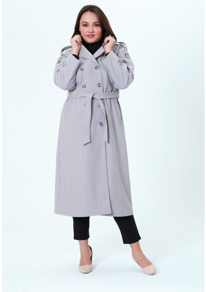 Karen Kadın Spor Kışlık Astarlı Örme Kaşe Manto