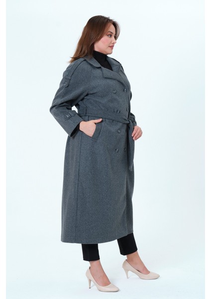 Karen Kadın Spor Kışlık Astarlı Örme Kaşe Manto