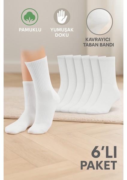 6 Çift Pamuklu Uzun Konç Tenis Çorap