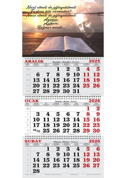 2026 Yılı Gemici Takvimi-Ağlamak Meselesi Nazım Hikmet Ran