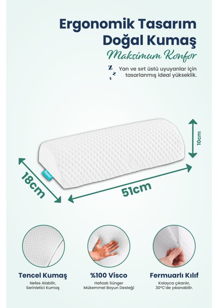 Çok Amaçlı Horlama Yastığı Visco Yastık 51X18X10 cm