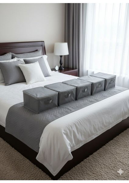 5'li Gri Çorap Hurcu | Çok Amaçlı Dolap Içi ve Çekmece Içi Düzenleyici 29X24X17 cm fiyatları